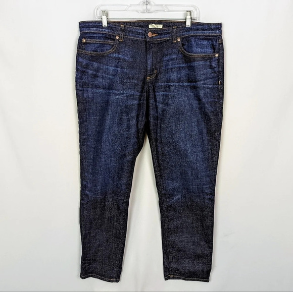 Eileen Fisher sz. 16 Dark Organic Cotton Slim Straight Stretch Blue Denim Jean - Picture 1 of 8